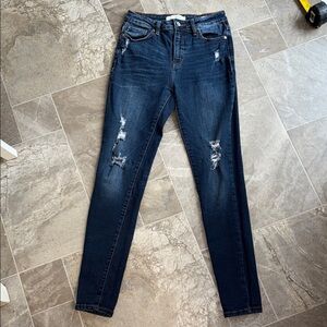 KanCan Dark Blue Distressed Skinny Jeans size 27